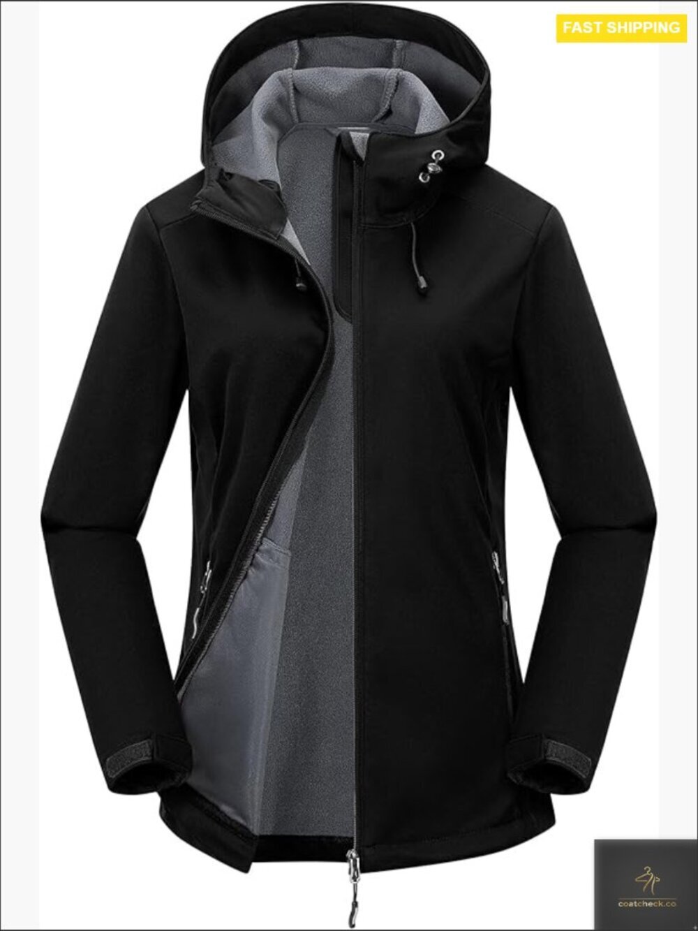 Softshell Jacket Waterproof Warm Fleece Lined Lightweight Windproof Hooded